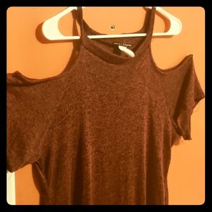 Sheer lightweight cold shoulder short sleeve dress